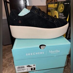 Skechers Martha Stewart Black Platform Sneakers Size 7